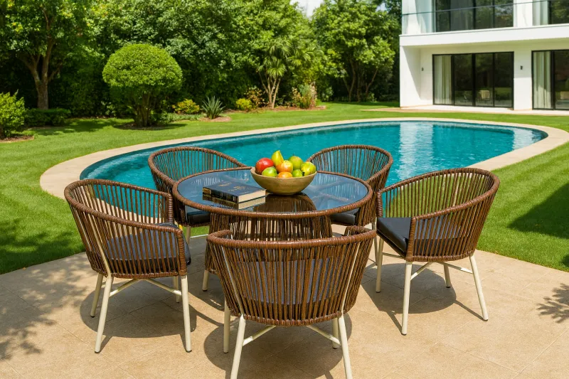 Elegant Mild Steel Outdoor Set with Cane Work (DOF21MS)