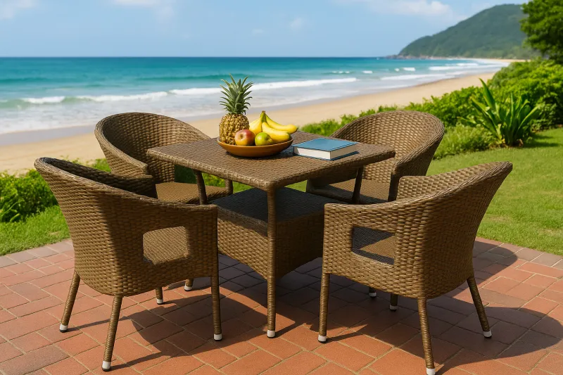 Woven Mild Steel Outdoor Set with Cane Work (DOF22MS)