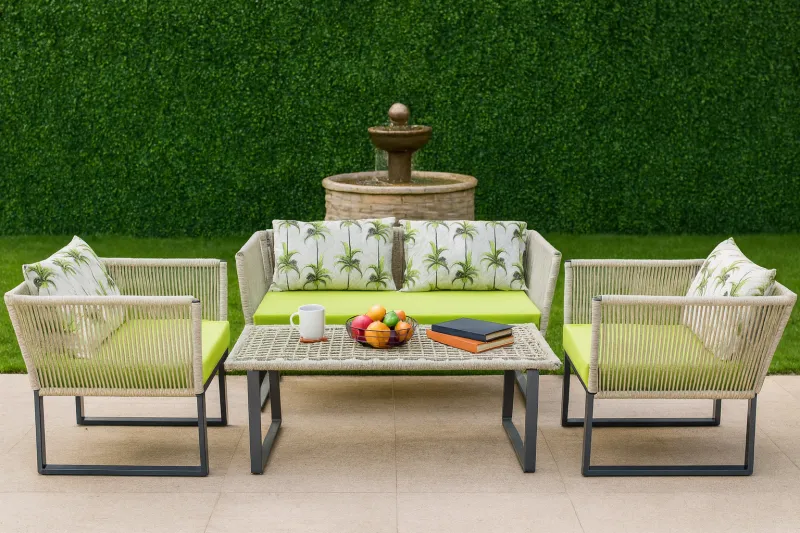 Woven Mild Steel Outdoor Set with Upholstery (DOF30MS)