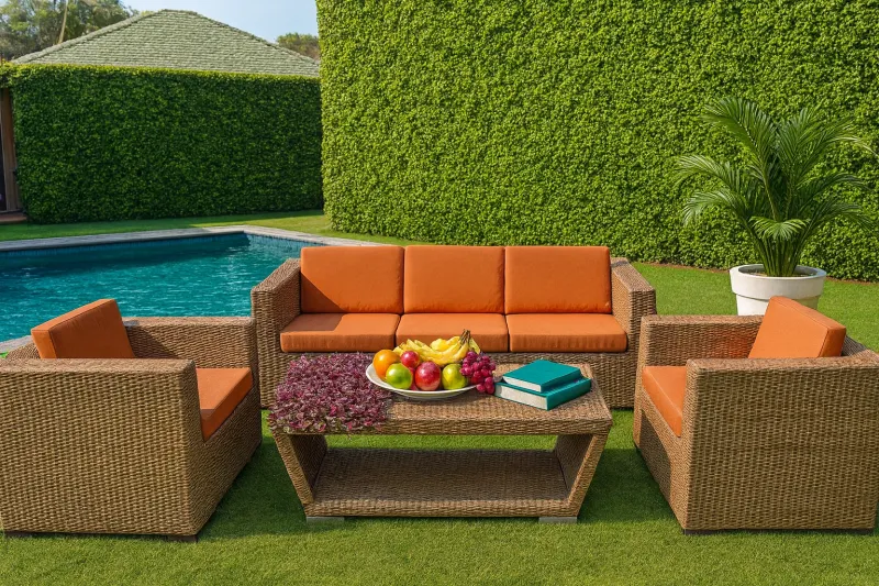 Woven Mild Steel Outdoor Set with Upholstery (DOF32MS)