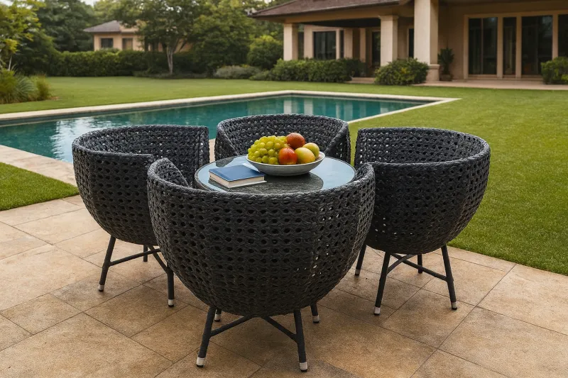 Modern Mild Steel Outdoor Set with Cane Work (DOF37MS)