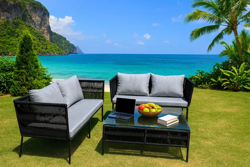 Modern Mild Steel Outdoor Set with Upholstery (DOF39MS)