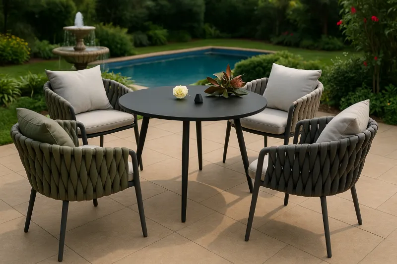 Sleek Aluminium Outdoor Set with Cane Work (DOF06AL)