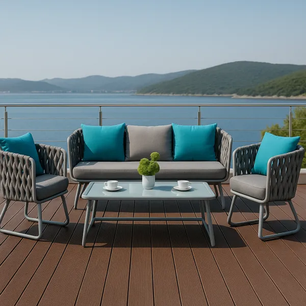 Modern Aluminium Outdoor Set with Cane Work (DOF08AL)