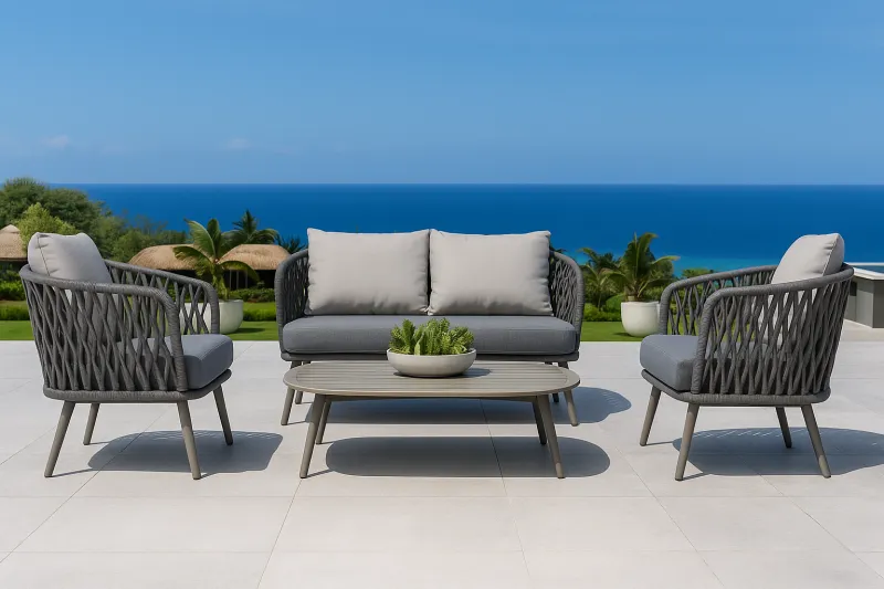 Modern Aluminium Outdoor Set with Cane Work (DOF23AL)